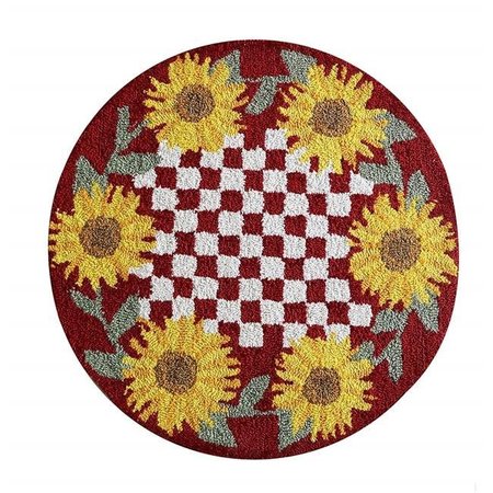 LR RESOURCES LR Resources SINUO54103RED40RD Sunflower Hand Tufted Round Area Rug  Red - 4 ft. SINUO54103RED40RD